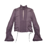 Silk flared sleeve conis blouse