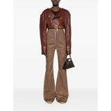Cropped leather biker jacket