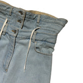 Double waist shearling fold over denim