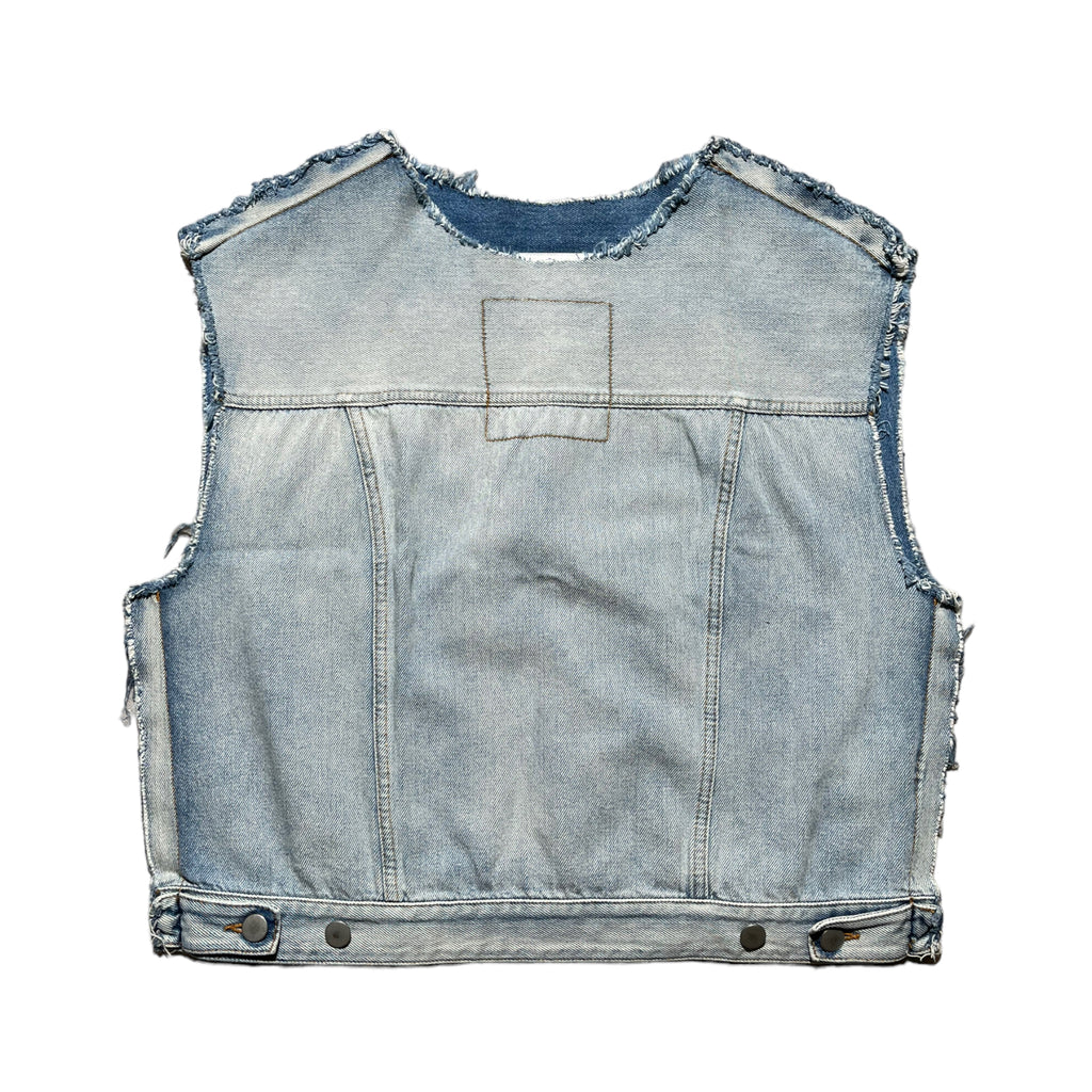 reverse reconstructed denim vest