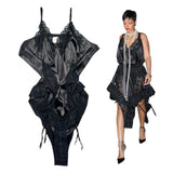 Oversized satin laced panel dress