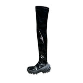 Thigh high patent boot