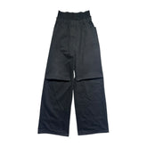 Gathered elastic cinch waist baggy denim