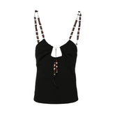 Solarte beaded crepe tank blouse