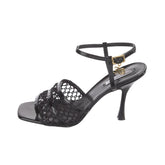Netted logo leather heel