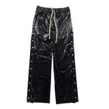 Pusher adjustable waist snap button flared pant