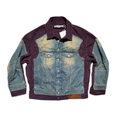 Hybrid trompe loeil plaid denim jacket