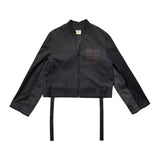 Pinstripe paneled boxy tassel jacket