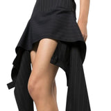 Asymmetric pinstripe deconstructed mini skirt