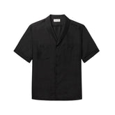 Shawl collar striped silk blend shirt