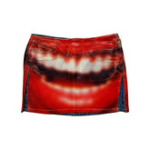 Runway de smiley mouth coated miniskirt