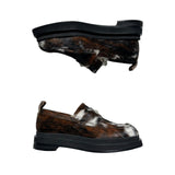 Calf hair fur pearl detail heart toe loafer