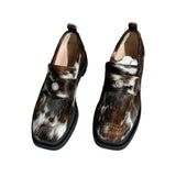 Calf hair fur pearl detail heart toe loafer