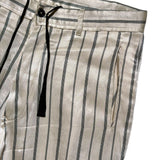 Striped silk/linen ecru trouser