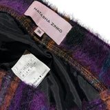 Leather & wool plaid studded mini shorts