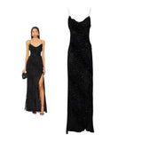 Velvet leopard slit gown