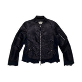Sueded leather panel nylon bomber