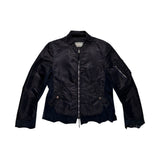 Sueded leather panel nylon bomber