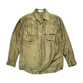 Silk snap button cargo pocket shirt