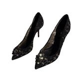 Taormina lace crystal pumps
