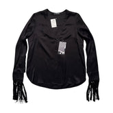Silk fringe sleeve blouse