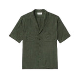 Shawl collar striped silk blend shirt
