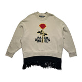 Fringe knitted graphic sweater