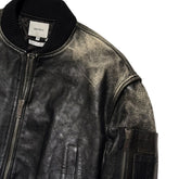 Leather cropped bomber Jacket