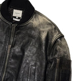 Leather cropped bomber Jacket