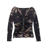 FW2004 leather trim graphic top
