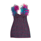 Feather Strap Mini Dress