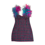 Feather Strap Mini Dress
