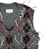 Distressed argyle knit cut out vest