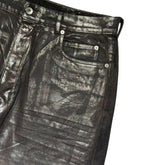 Flared waxed bronze denim
