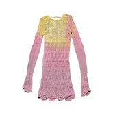 Ombre knit woven mini dress