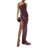 Luxor FW23 velvet athena ribbon dress