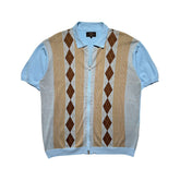 Zip front argyle polo