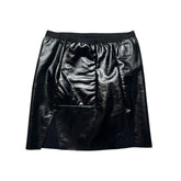 Adjustable waist waxed mini skirt