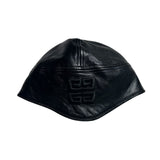 Leather fur trim helmut trapper hat