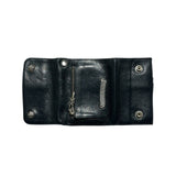 Tri fold triple leather dagger zip wallet