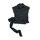 Sleeveless wrap multistyle top