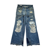 Freddie frances reconstructed flared distressed denim