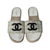 Tweed slip on sandal