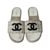 Tweed slip on sandal