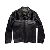 Vintage pony hair panel genuine leather jacket