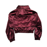 Satin draped sash cropped bomber