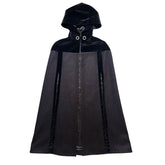 Hooded Velvet Trimmed Wool Cape