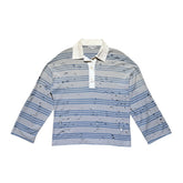Distressed striped polo shirt