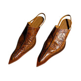 Embossed, leather sling back mule