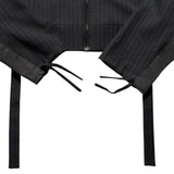 Pinstripe paneled boxy tassel jacket